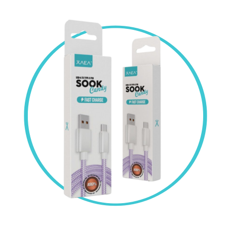CABLE USB TIPO C "SOOK CANDY" - XAEA - VIOLETA