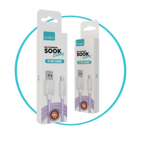 CABLE USB LIGHTNING "SOOK CANDY" - XAEA - VIOLETA