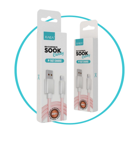 CABLE USB LIGHTNING "SOOK CANDY" - XAEA - ROSA