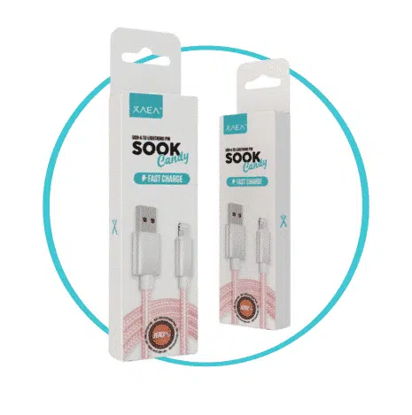CABLE USB LIGHTNING "SOOK CANDY" - XAEA - ROSA